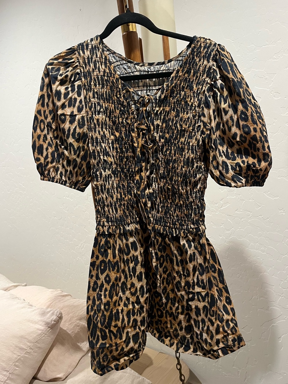 Damson Madder Leopard Print Drop Waist Mini Dress - Picture 3 of 5